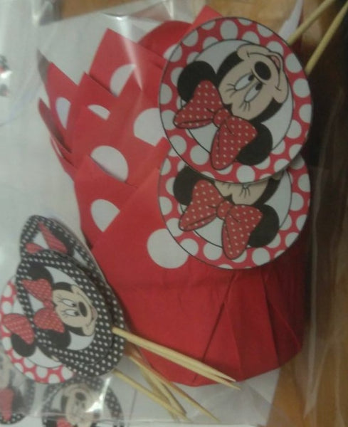 40Pcs Minnie Mouse Cupcake toppers and wrappers
