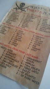 Pirate Name Board