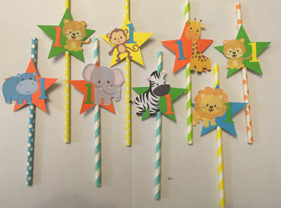 12pcs Wild 1 Theme Paper Straws