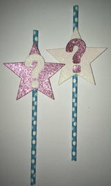 12Pcs Gender Reveal Paper Straws