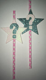 12Pcs Gender Reveal Paper Straws