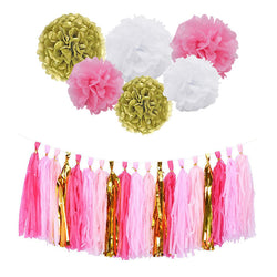 1Set Tissue Paper Tassels and Pom poms