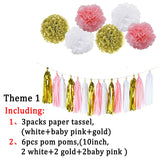 1Set Tissue Paper Tassels and Pom poms